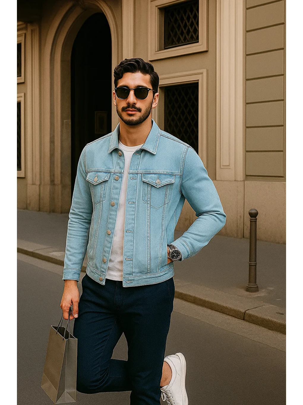 Erkek Günlük Mevsimlik Slim Fit Trend B.mavi Jean Ceket-2