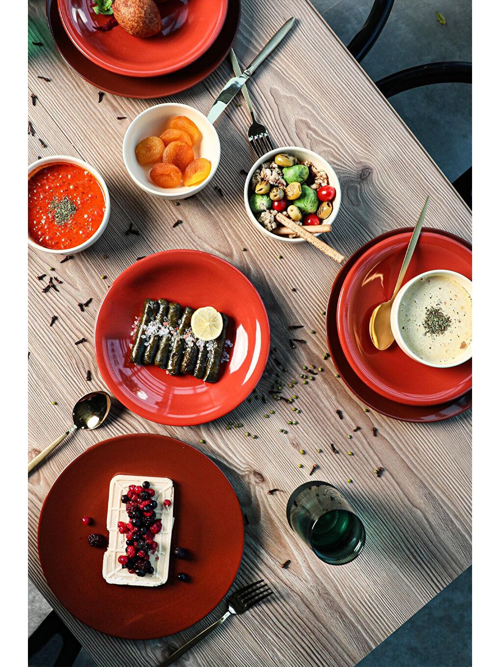 Karışık Ege Degrade Kahverengi Yemek Takımı 12 Parça 4 Kişilik-4