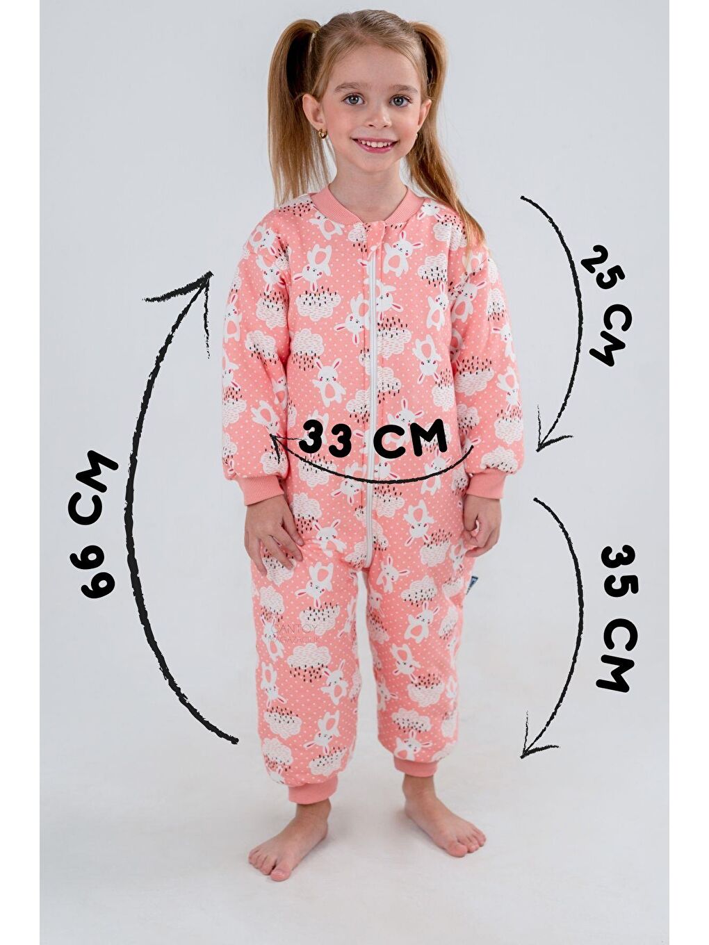 Pembe Kız Bebek 2.5 Tog Desenli Uyku Tulumu 2 Yaş