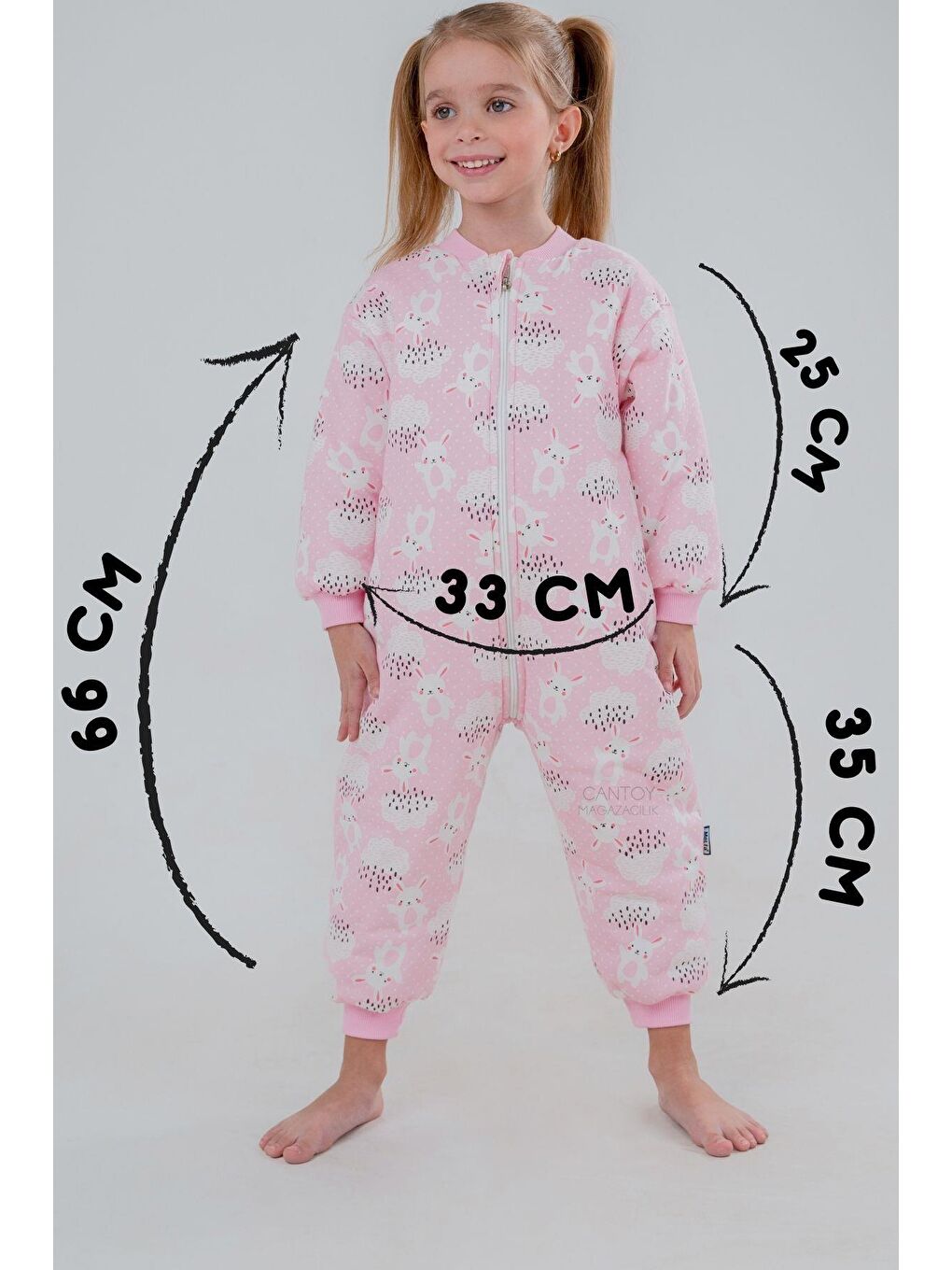 Pembe Kız Bebek 2.5 Tog Desenli Uyku Tulumu 2 Yaş-2