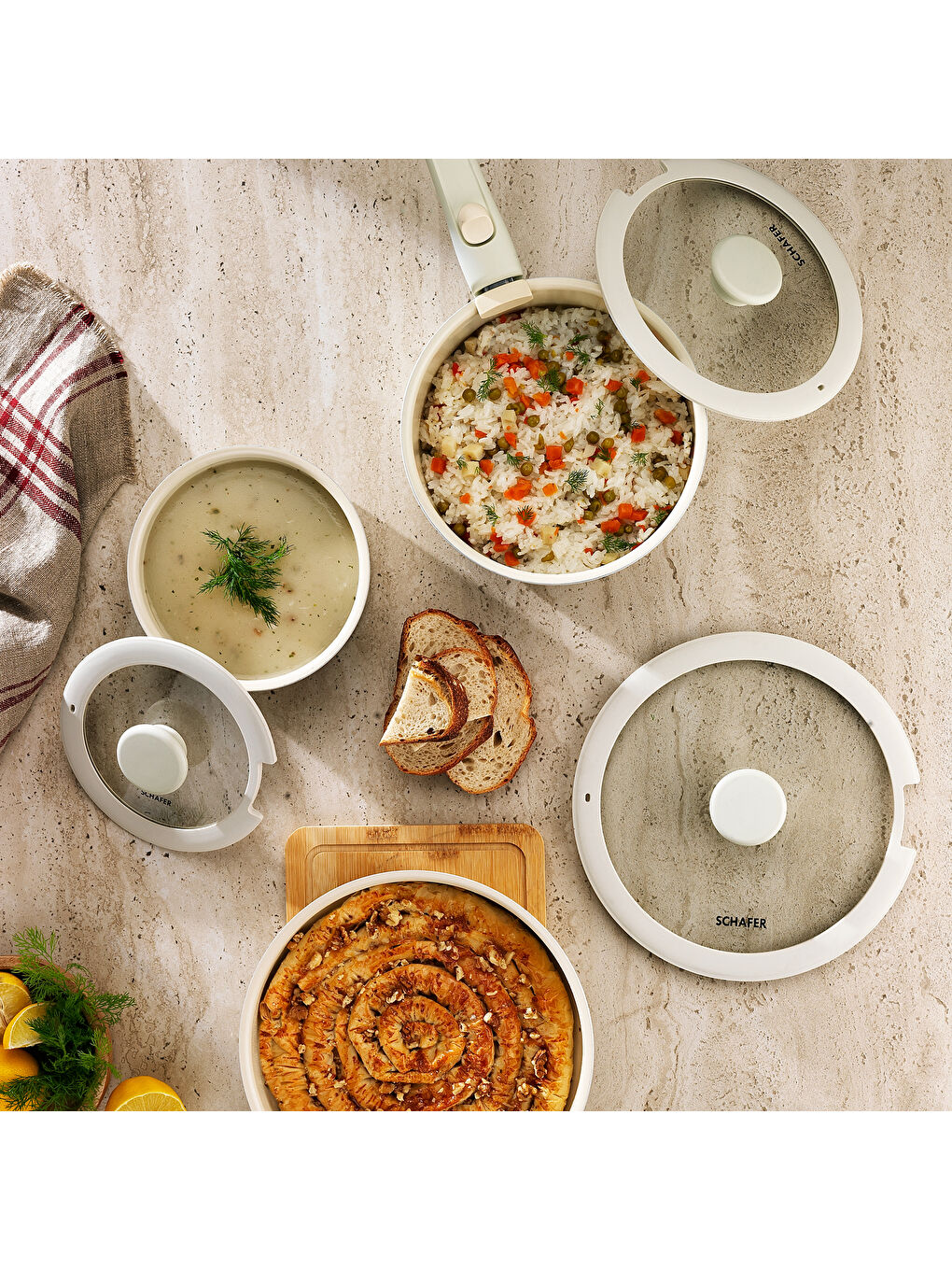 Ekru Vision Seramik Tencere Seti 7 Parça-Krem-1