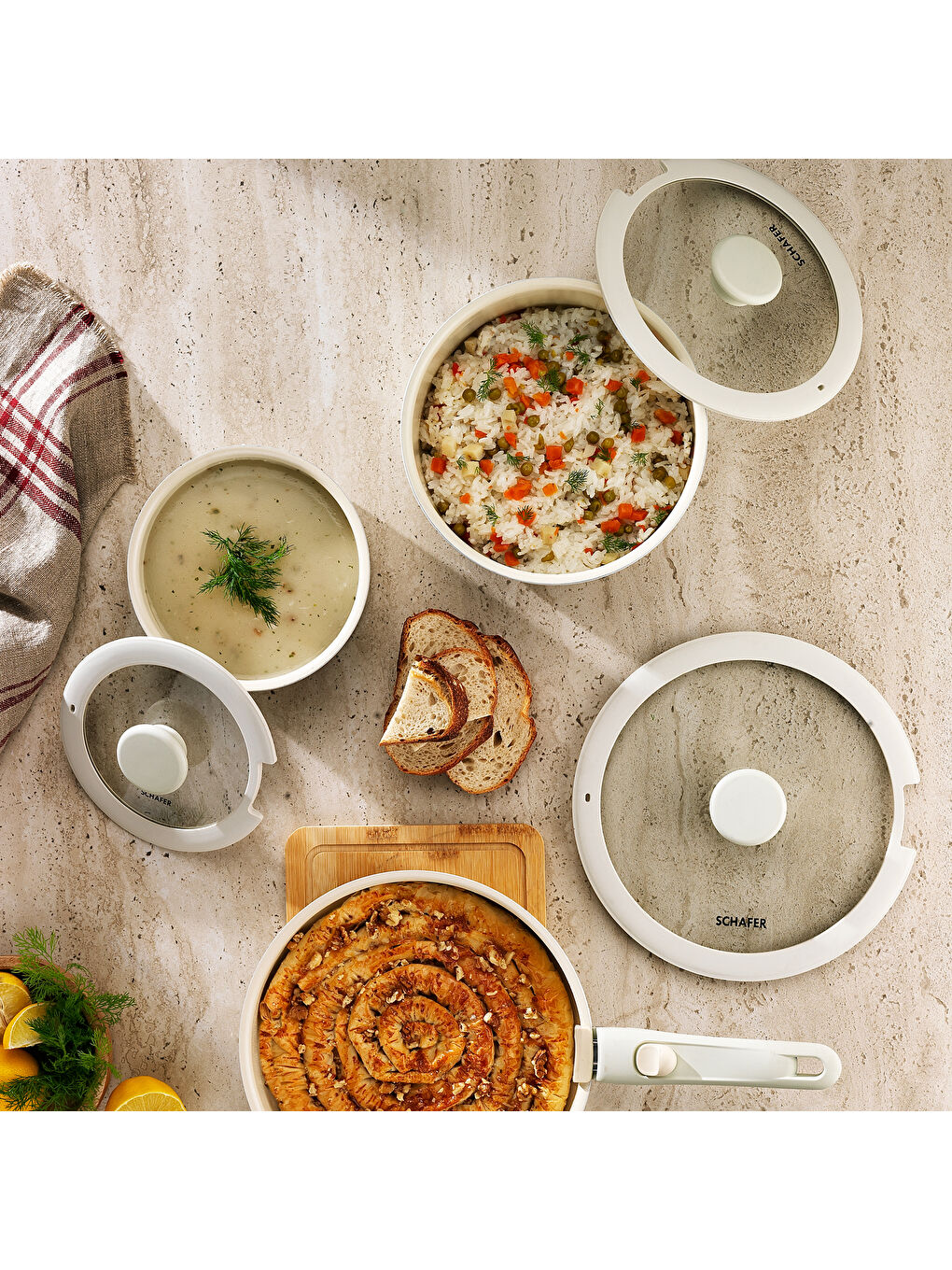 Ekru Vision Seramik Tencere Seti 7 Parça-Krem-3