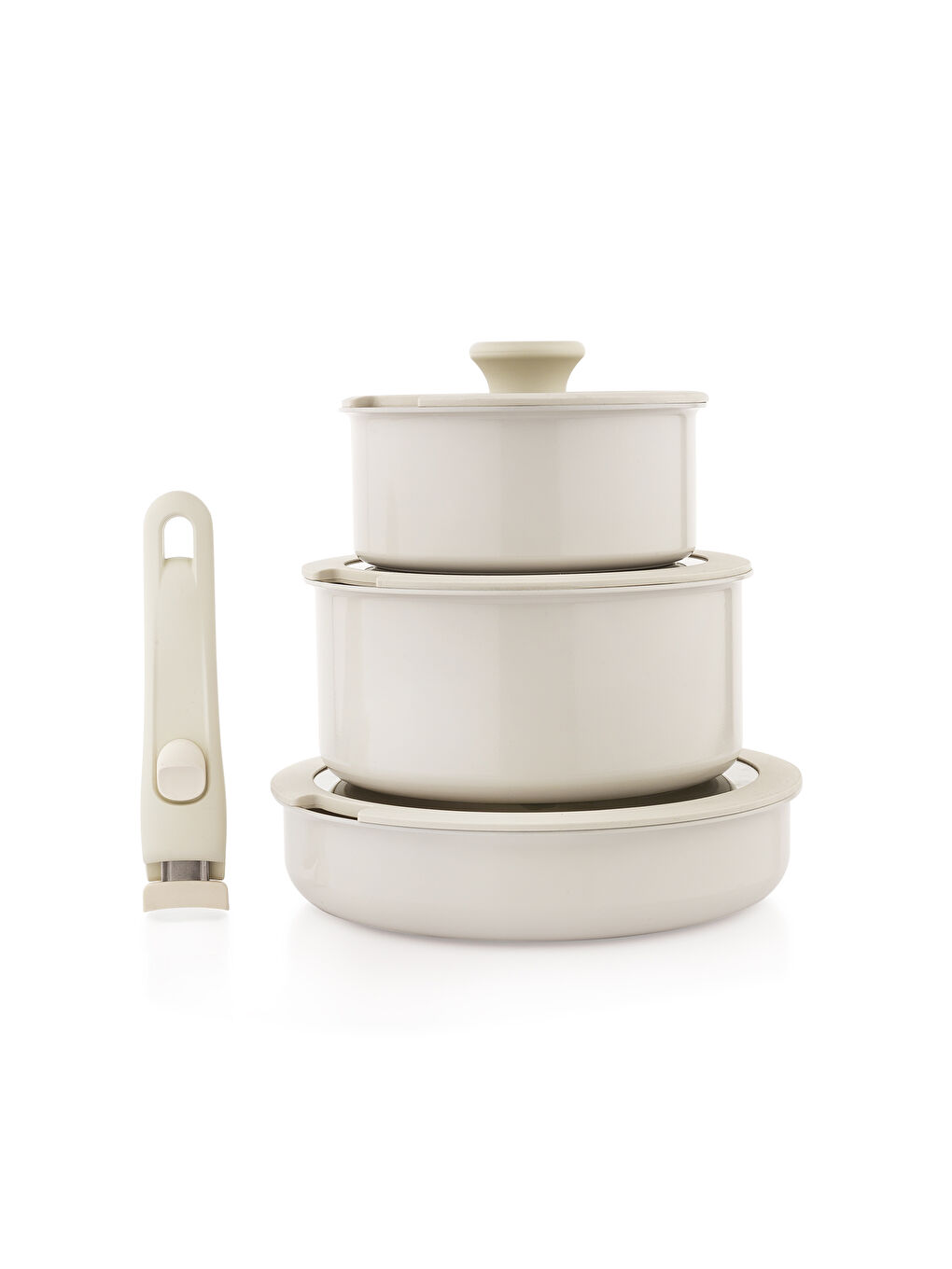 Ekru Vision Seramik Tencere Seti 7 Parça-Krem-8