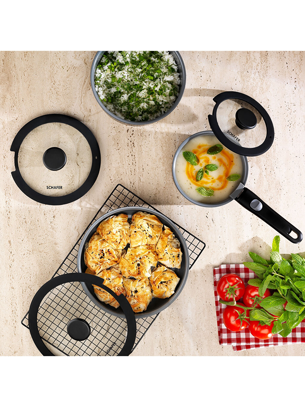 Vision Seramik Tencere Seti 7 Parça-Gri-1