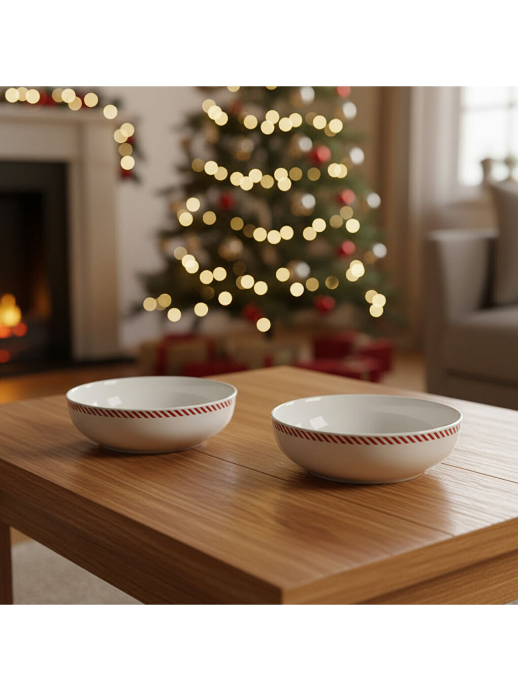 Ekru Ece 2li Red Glow 18 cm Kase 6830-1