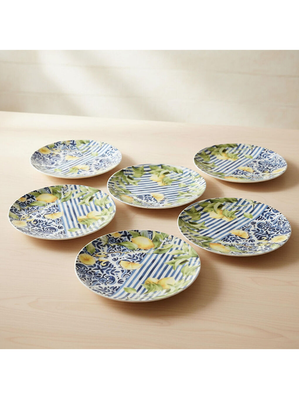 Ekru Camelia Lemon 6 Parça 20 cm Pasta Takımı 55742-2