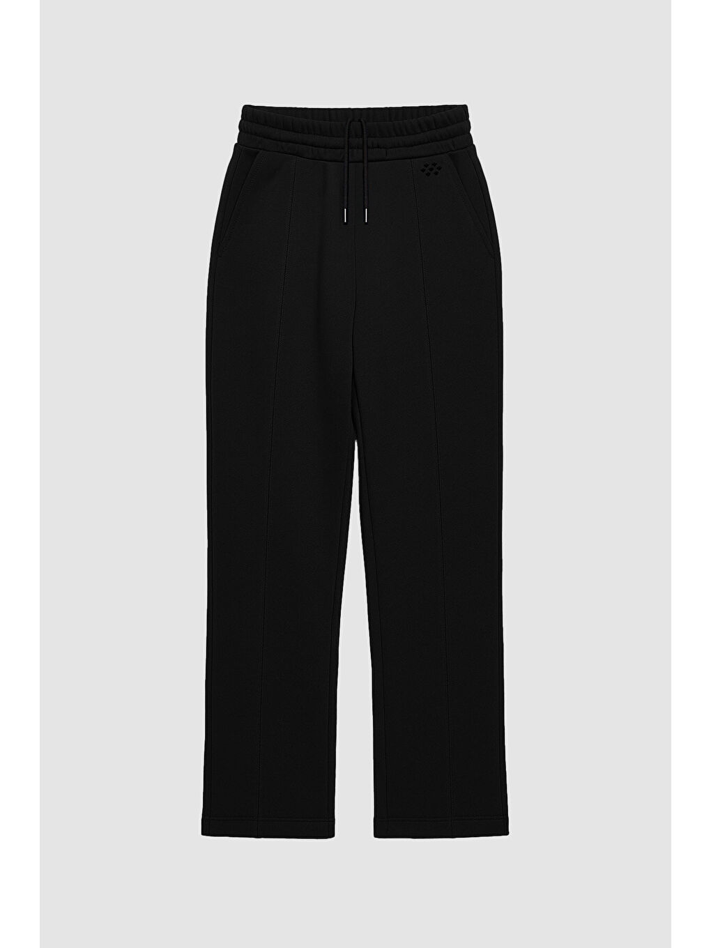 Siyah Geniş Paça Ön Dikiş Detaylı Battal Büyük Beden Kadın Eşofman Altı - 94654-1