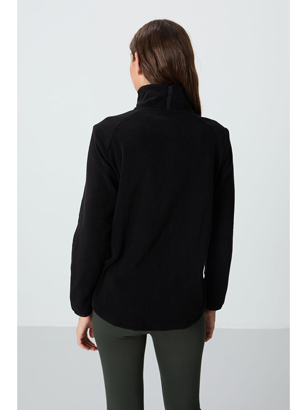 Rahat Form Dik Yaka 2li Paket Siyah-Çağla Kadın Polar Sweatshirt - 97173-3