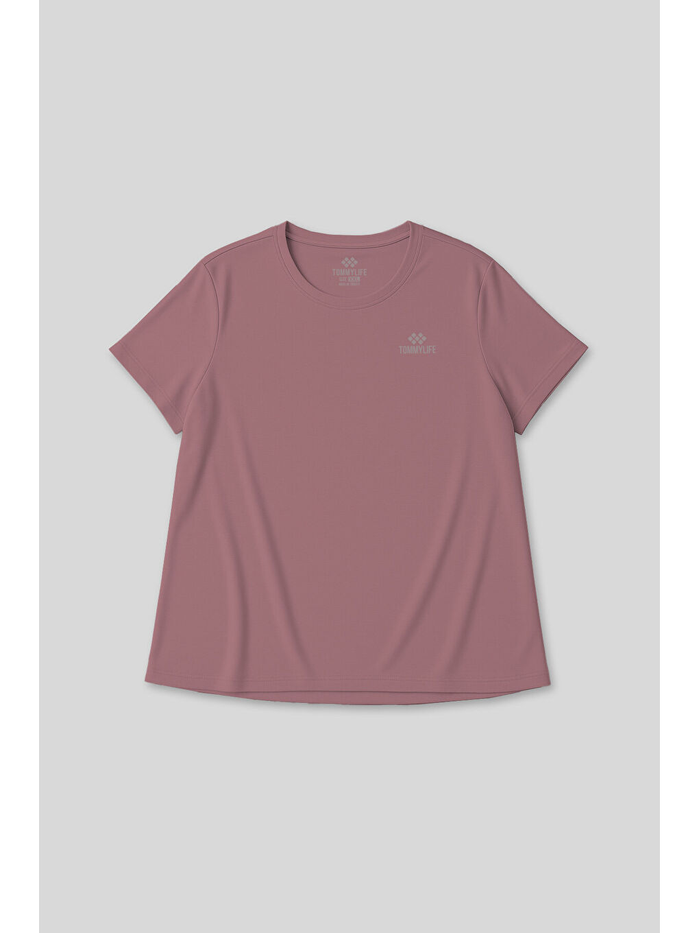 Pembe Gül Kurusu Baskılı O Yaka Rahat Form Battal Büyük Beden Kadın T-Shirt - 97308-1