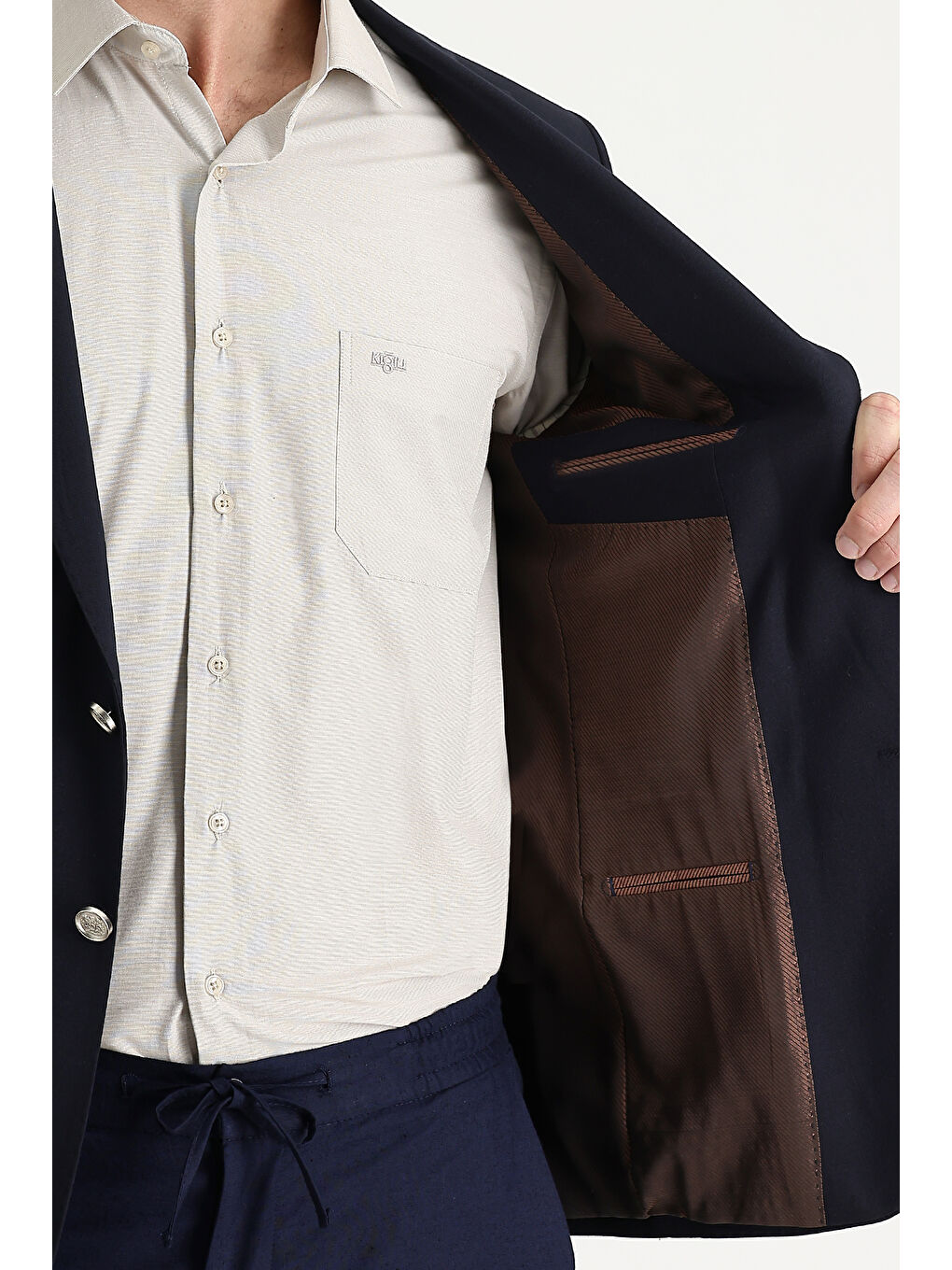 Lacivert Yünlü Blazer Ceket-2