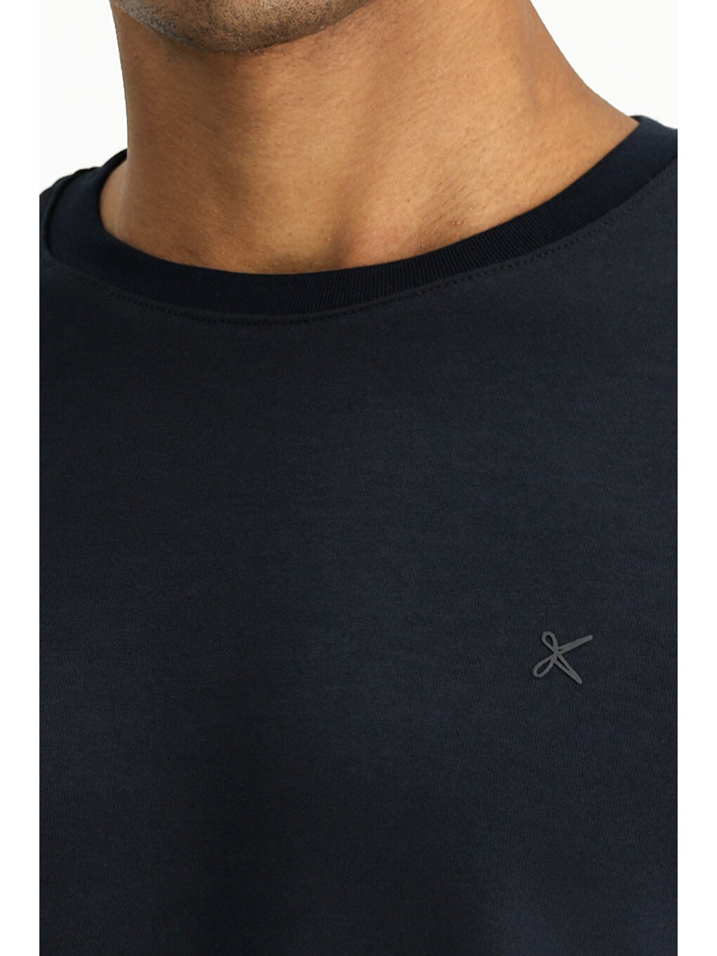 Lacivert Bisiklet Yaka Regular Fit Pamuklu Büyük Beden Sweatshirt-5