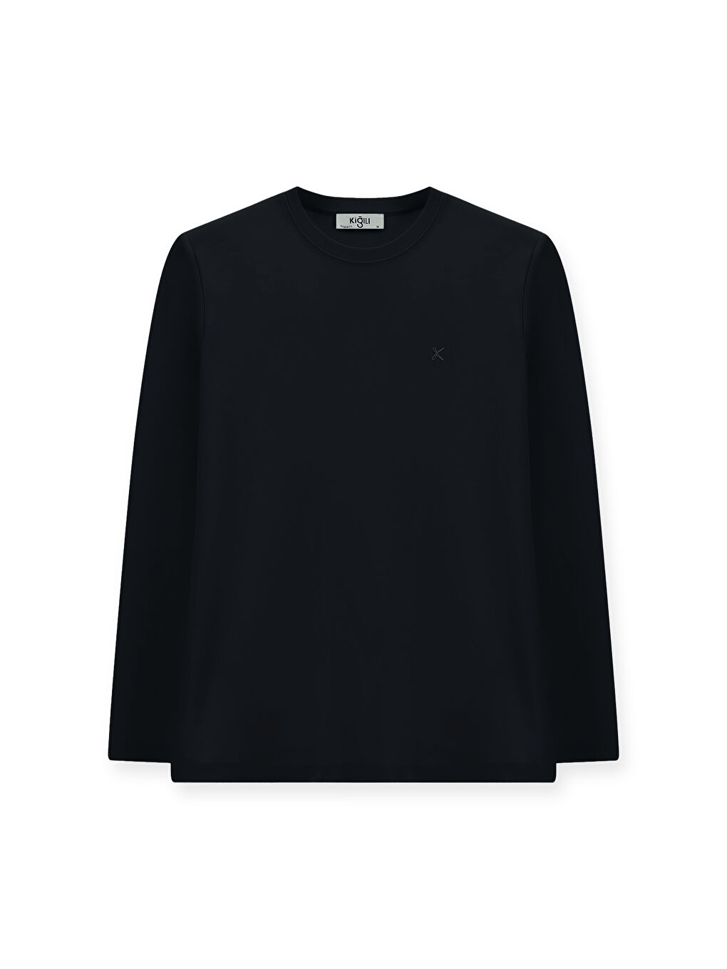 Lacivert Bisiklet Yaka Regular Fit Pamuklu Büyük Beden Sweatshirt-6