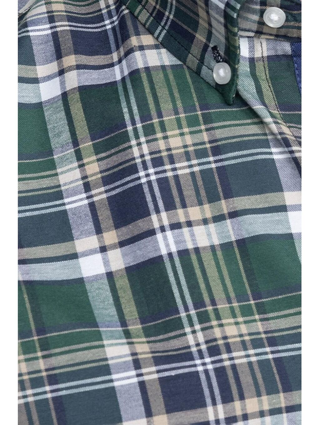 Tudors Classic Fit Kısa Kol Ekoseli Düğmeli Yaka Erkek Yeşil Gömlek-4