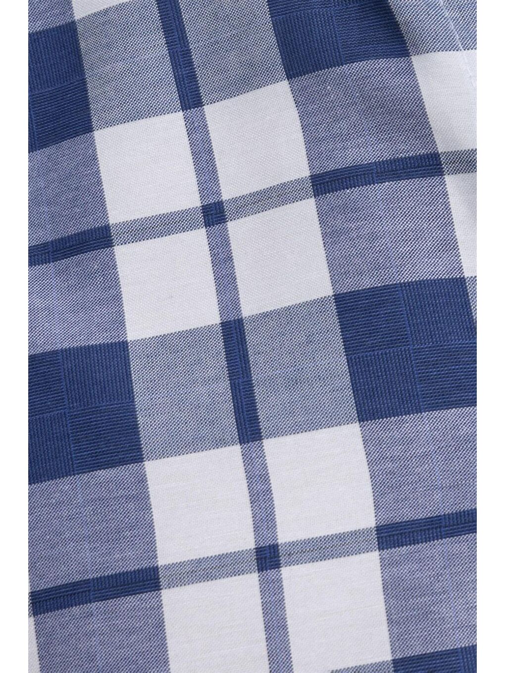 Siyah Klasik Fit Düğmeli Yaka Küçük Kareli Pamuklu Erkek Gömlek-4