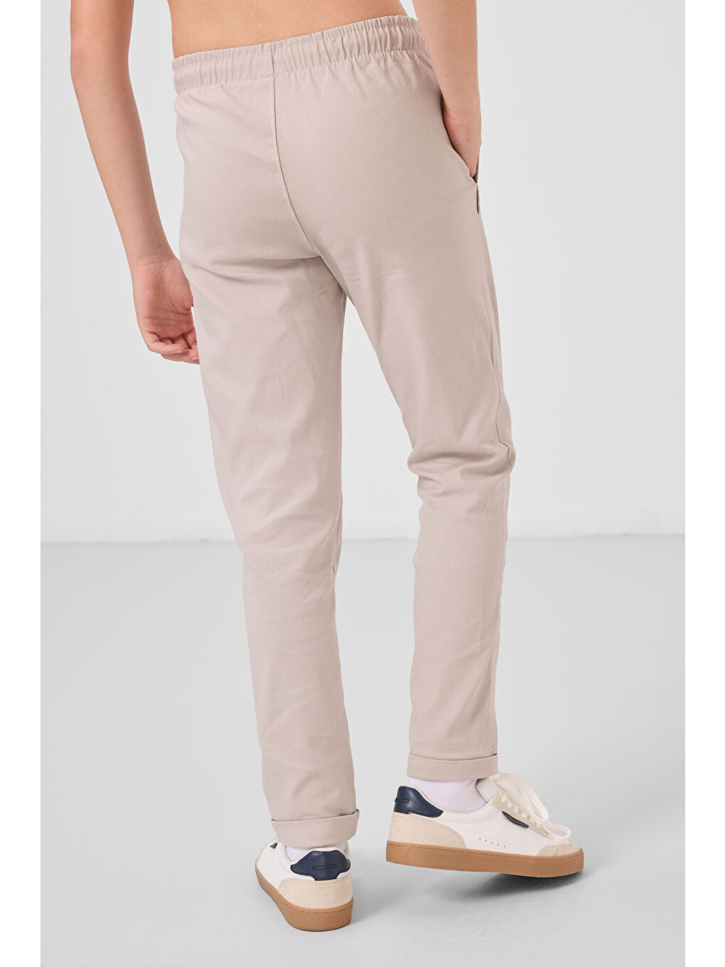 Bej Taş Standart Fit Dokuma Hafif Esnek Chino Erkek Çocuk Pantolon - 11272-4