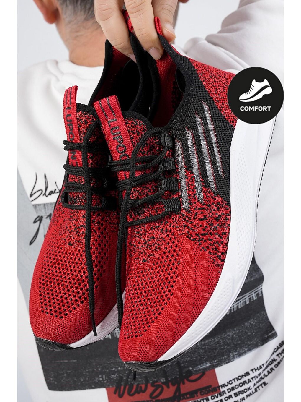 Kırmızı Ultraboost Unisex Ortopedik Günlük  Yürüyüş Koşu Sneaker Spor Ayakkabı