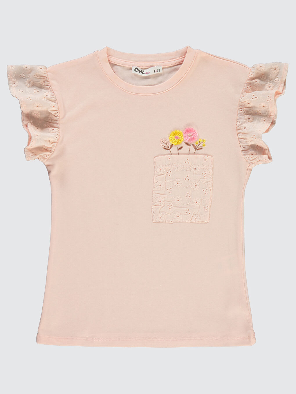 Pembe Girls Kız Çocuk Tişört 6-9 Yaş Somon