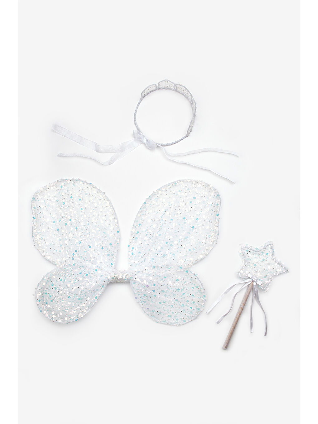 Pembe Pullu Boncuklu 3'lü Kelebek Kanat Asa Taç Set-3