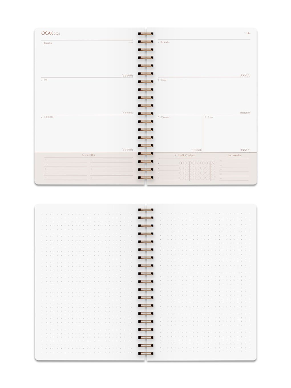 2024 Haftalık Ajanda Spiralli A5 12 Aylık Lines-1