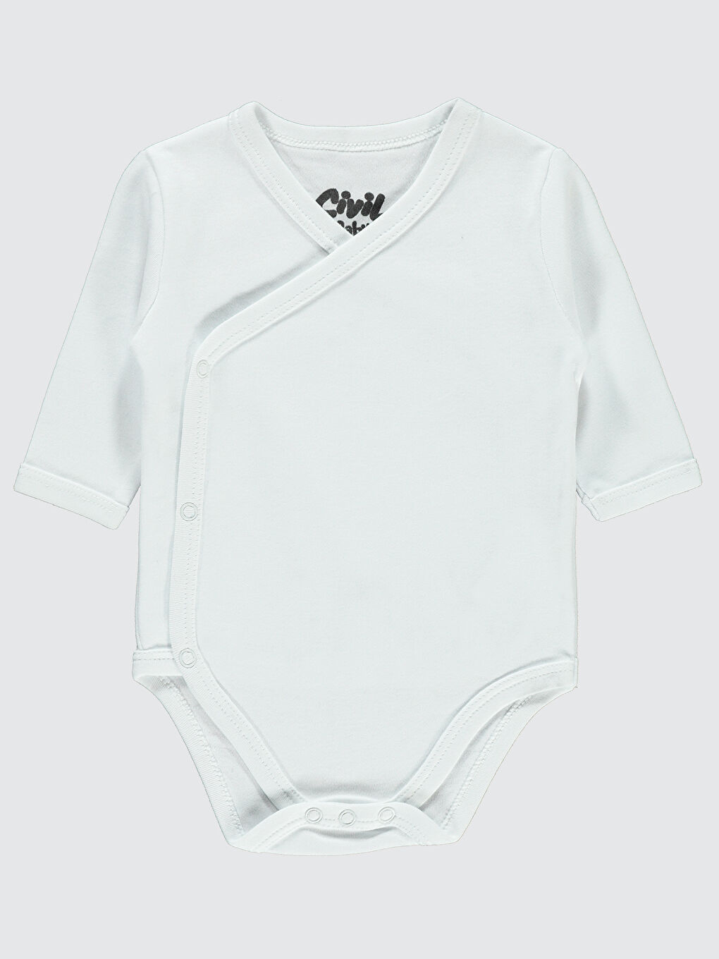 Civil Baby Bebek Kruvaze Yaka Çıtçıtlı Badi 1-6 Ay Beyaz