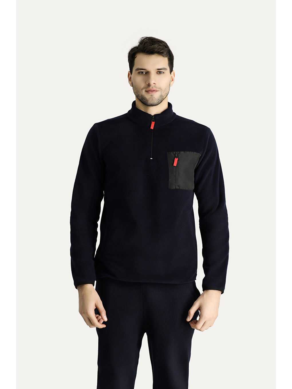 Lacivert Yarım Fermuarlı Polar Sweatshirt-2