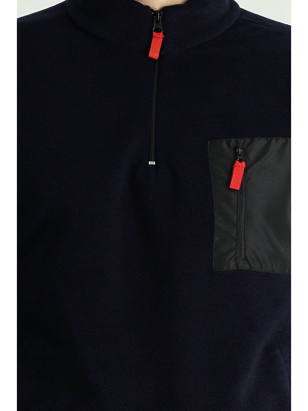 Lacivert Yarım Fermuarlı Polar Sweatshirt-4