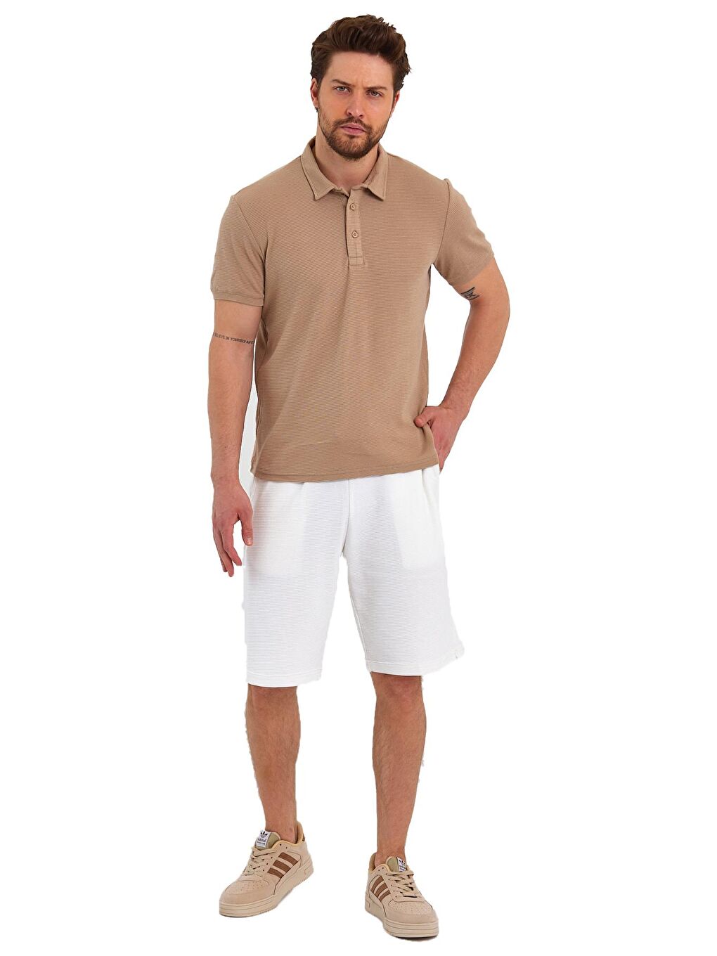 Beyaz Basic Erkek Şort Ottoman-1