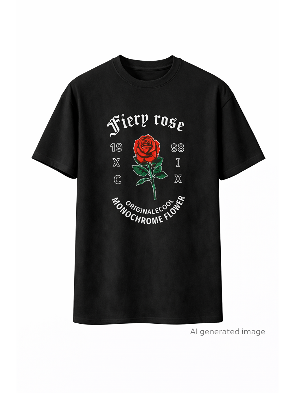 Erkek Bisiklet Yaka Baskılı Oversize T-Shirt - Siyah