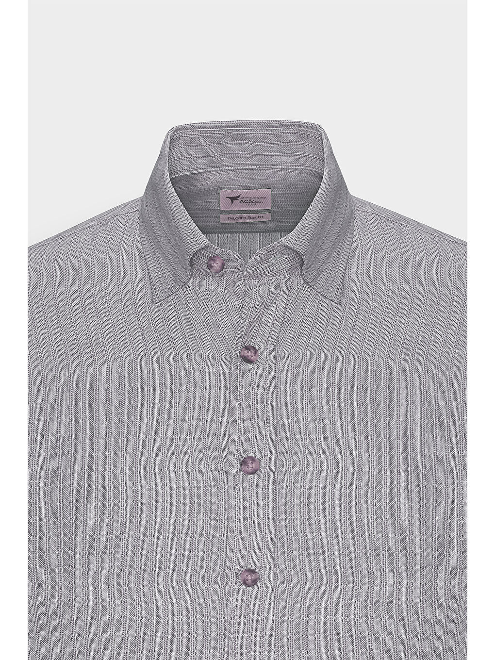 Erkek Kahverengi Slim Fit Dar Kesim Gizli Düğmeli Yaka Keten Görünümlü %100 Pamuk Flamlı Gömlek-7