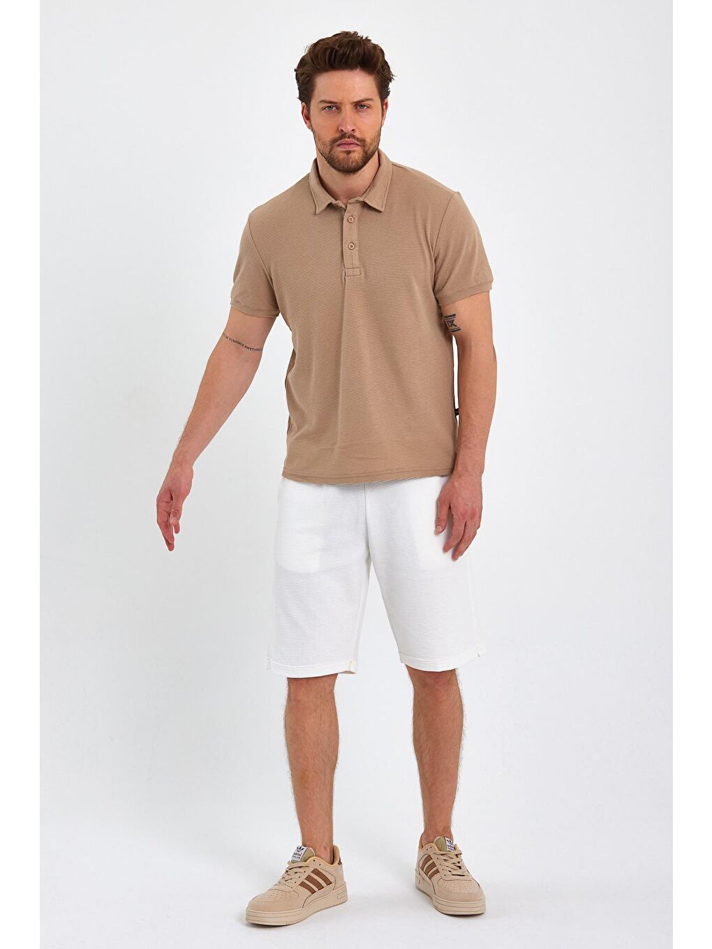 Beyaz Basic Erkek Şort Ottoman-3