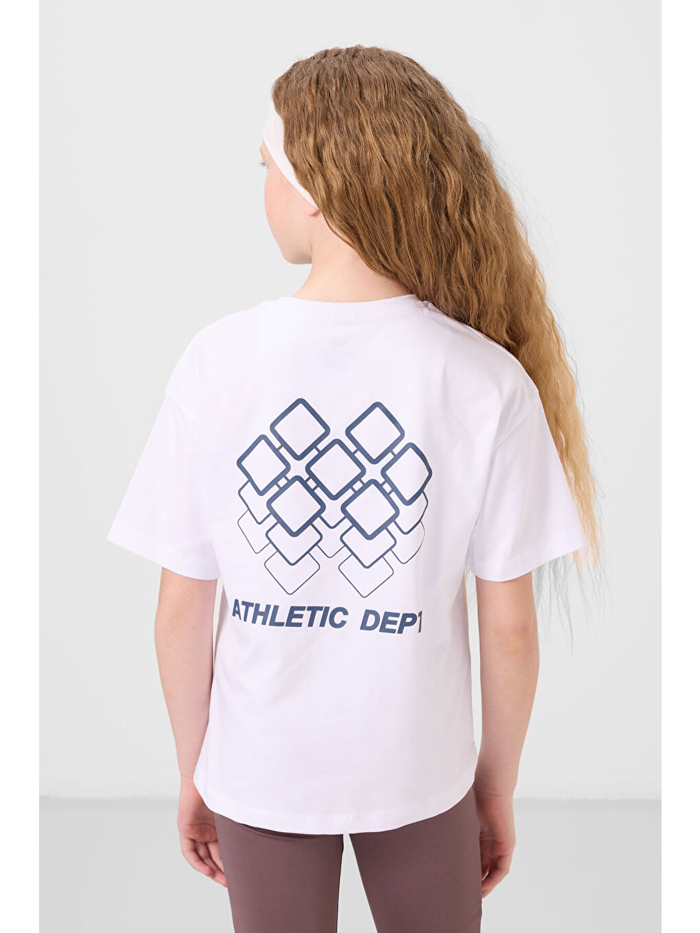 Beyaz Pamuklu O Yaka Oversize Fit Baskılı Kız Çocuk T-Shirt - 75178-4