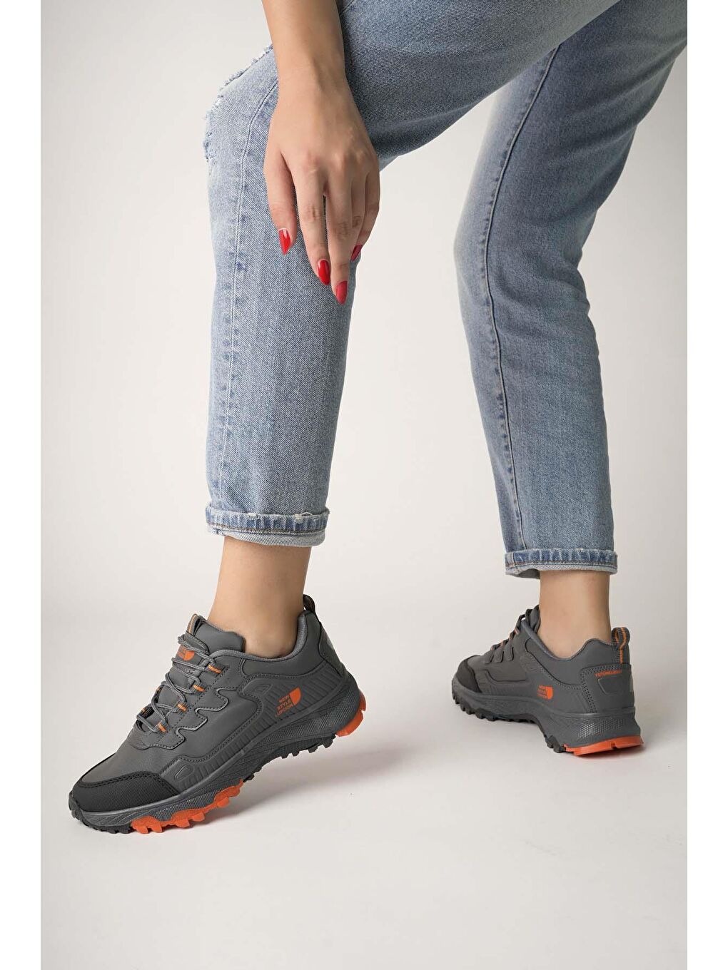 Gri KUZEY Unisex Trekking Outdoor Sneaker Ayakkabı-5