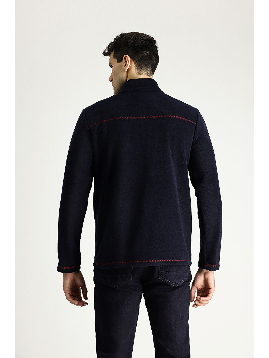 Lacivert Yarım Fermuarlı Polar Sweatshirt-4