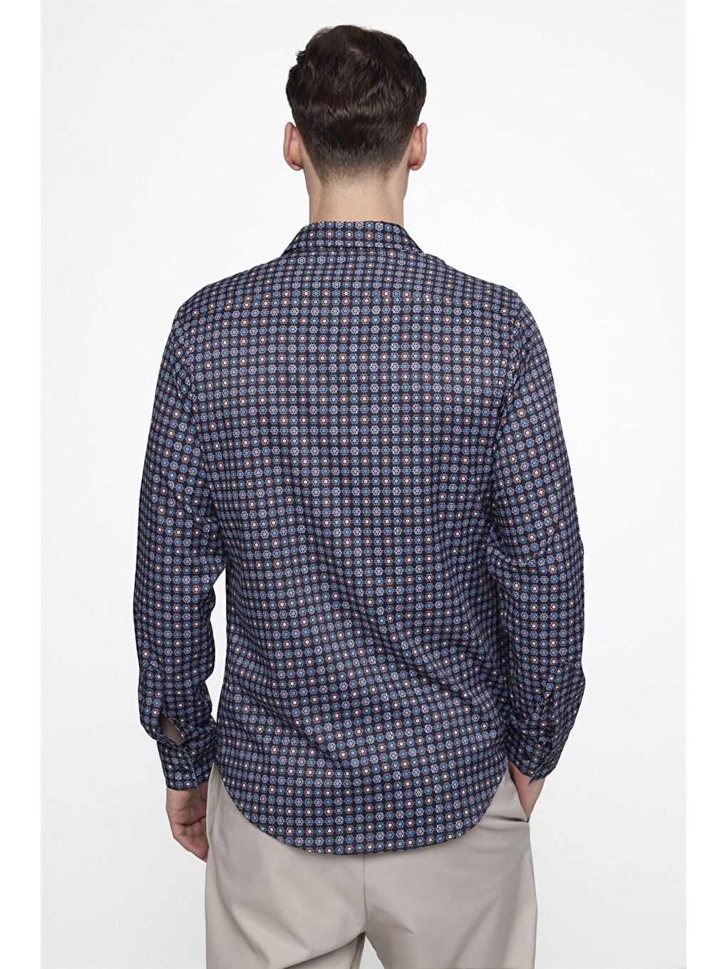 Siyah Tudors Slim Fit Dar Kesim Uzun Kollu Elastanlı Baskılı Erkek Çok Renkli Gömlek-3