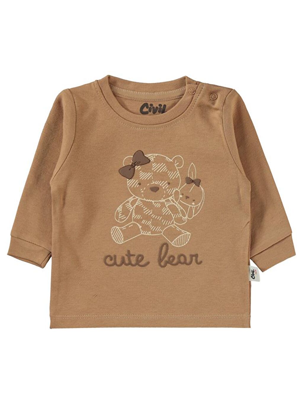 Kahverengi Baby Cute Bear Baskılı 6-18 Sweatshirt - Kahve 9-12 Ay