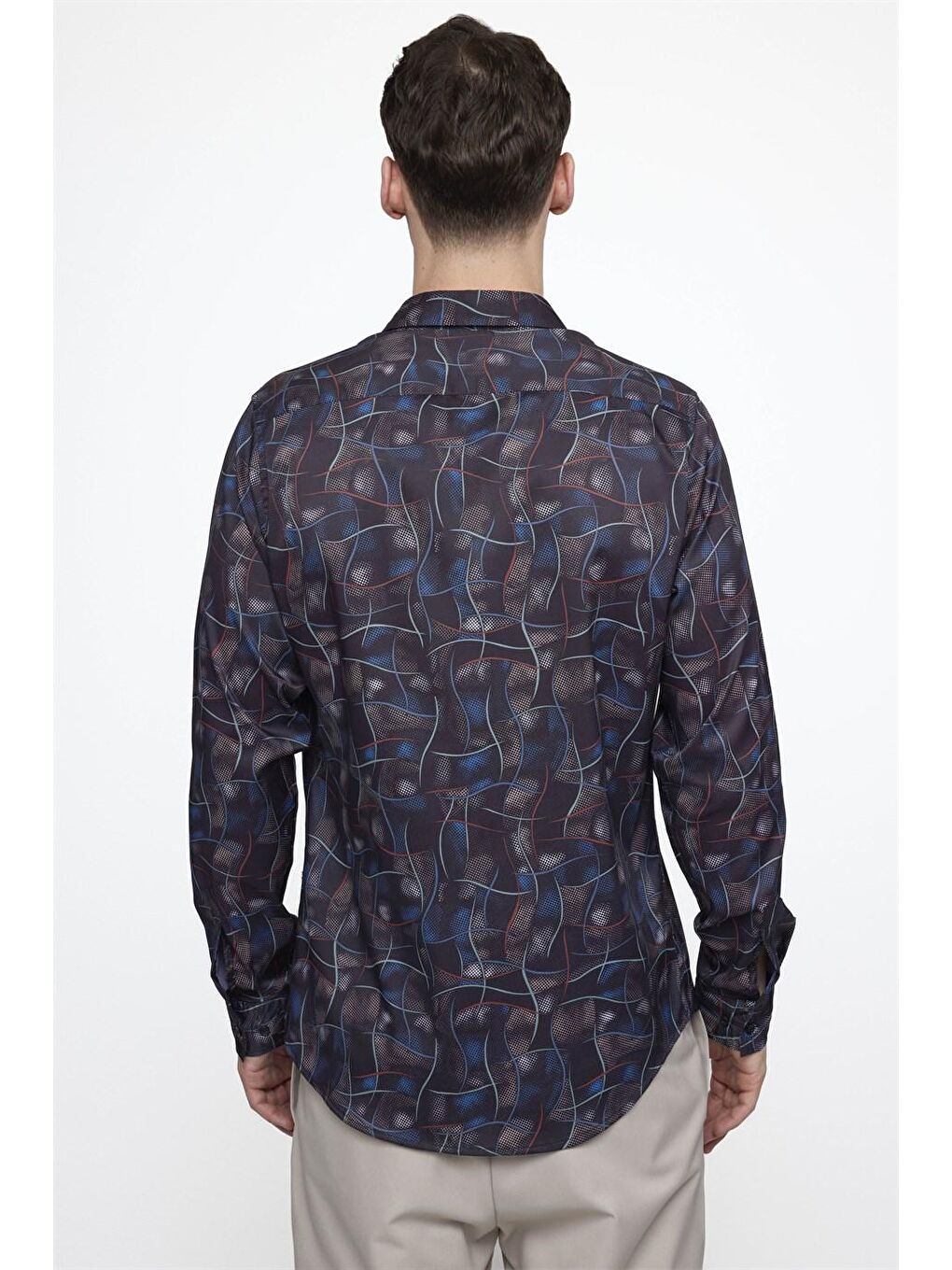 Siyah Tudors Slim Fit Dar Kesim Uzun Kollu Elastanlı Baskılı Erkek Çok Renkli Gömlek-3