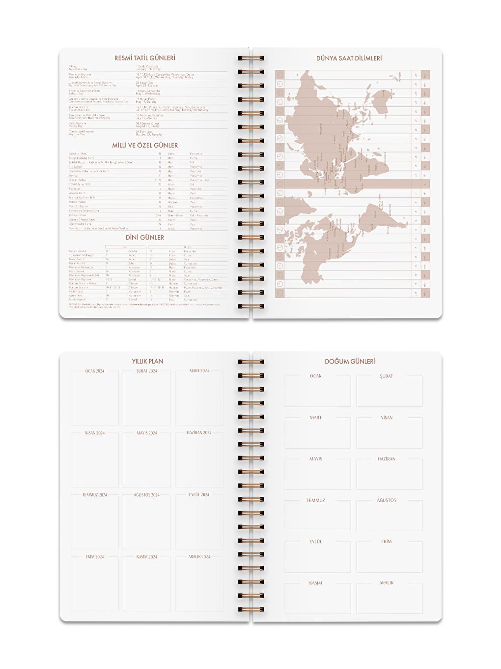 2024 Haftalık Ajanda Spiralli A5 12 Aylık Lines-3