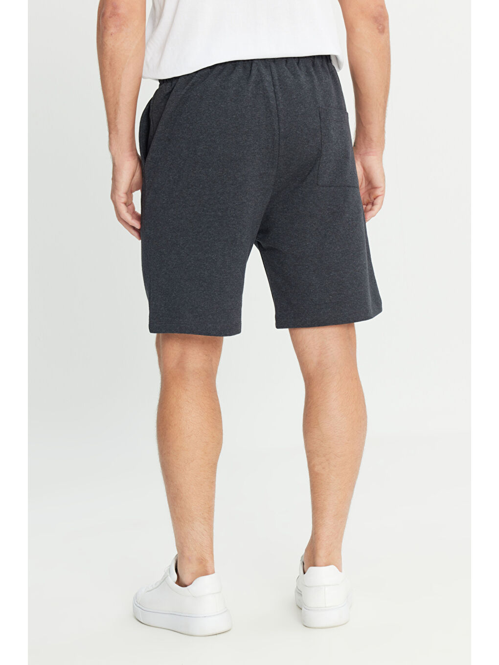 Erkek Antrasit Pamuklu Rahat Nefes Alabilen 2 İplik Cepli Örme Standart Fit Normal Kesim Şort-4