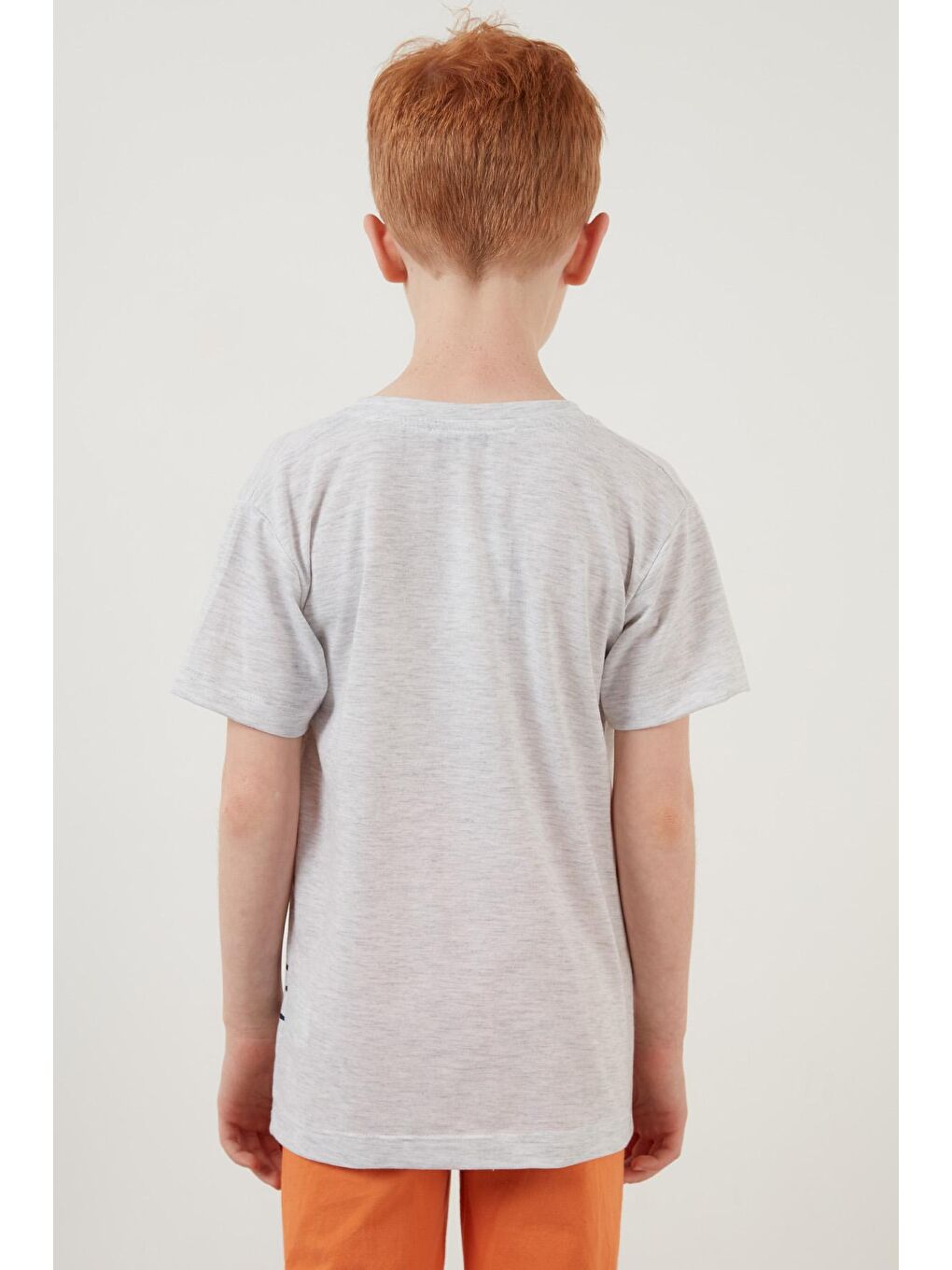 Gri Baskılı Bisiklet Yaka Pamuklu T Shirt 6211004-4