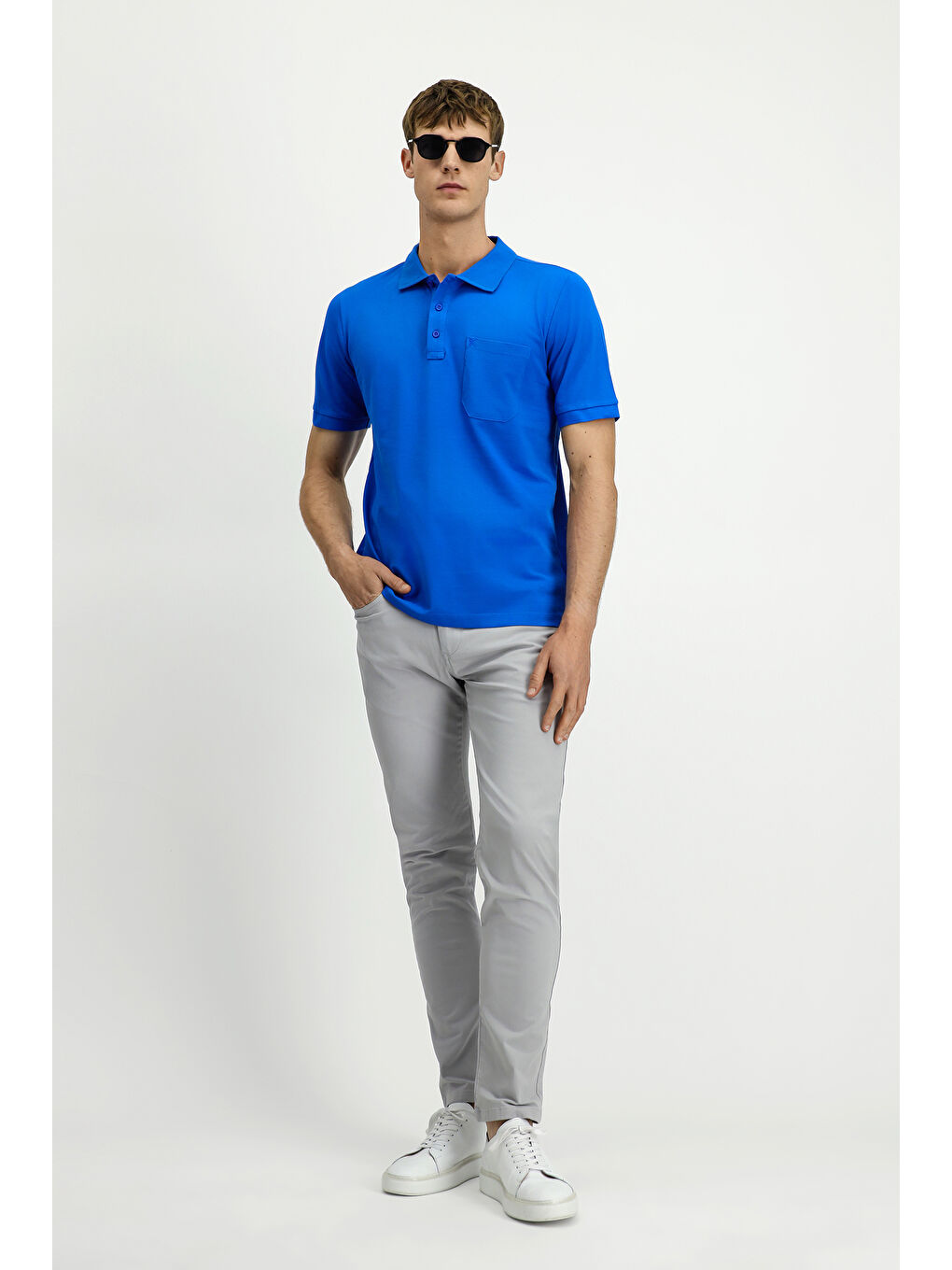 Mavi Regular Fit Pamuk Nakışlı Cepli Kıvrılmaz Polo Yaka Tişört-1