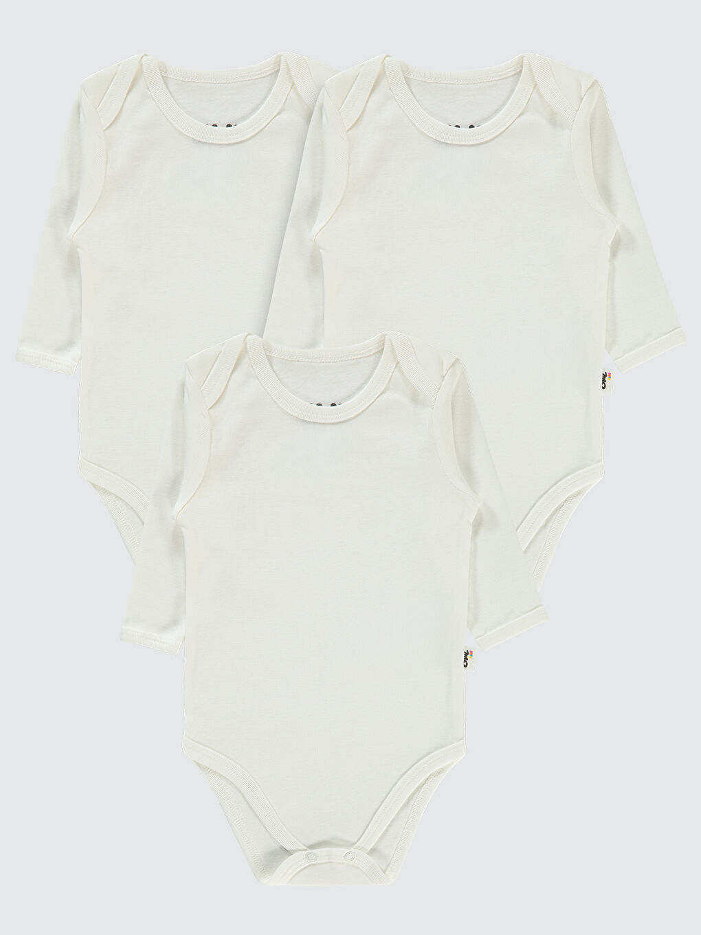 Baby Bebek 3'lü Çıtçıtlı Badi 1-3 Yaş Beyaz