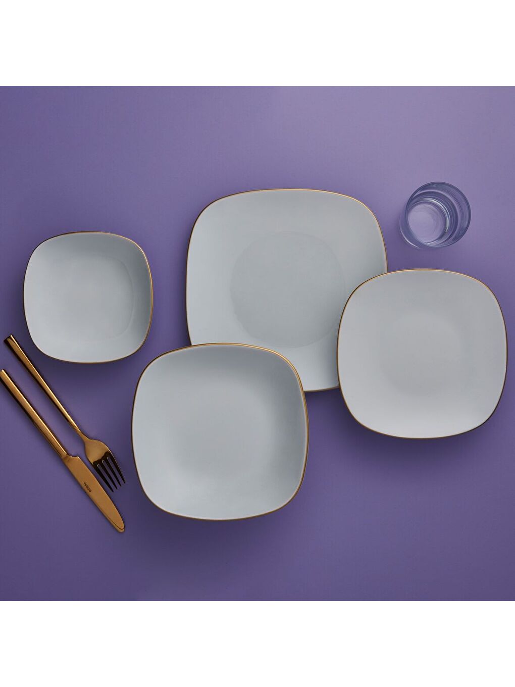 Ekru Mimoza 24 Parça 6 Kişilik Yemek Takımı Gold-2