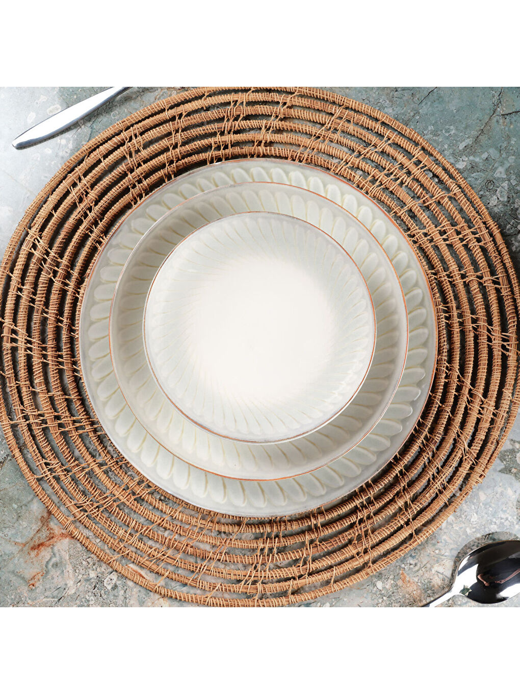 Ekru Camelia 24 Parça 6 Kişilik Yemek Takımı 39632-3