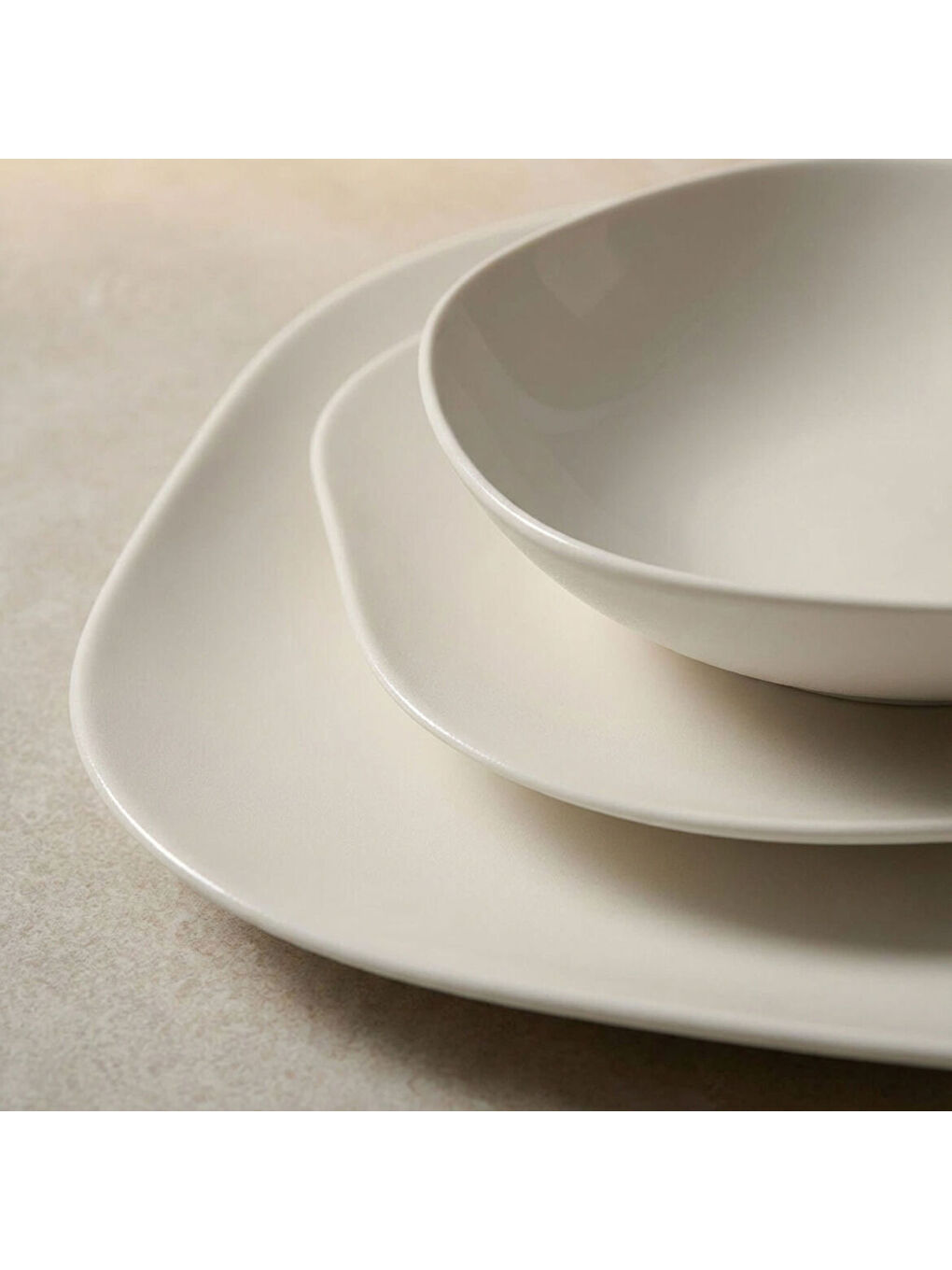 Ekru Ütopya 3 Parça Tek Kişilik Yemek Takımı-2