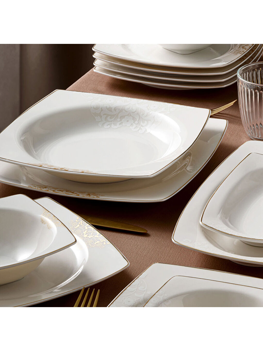 Ekru Caroline 54 Parça 12 Kişilik Yemek Takımı 6711-2