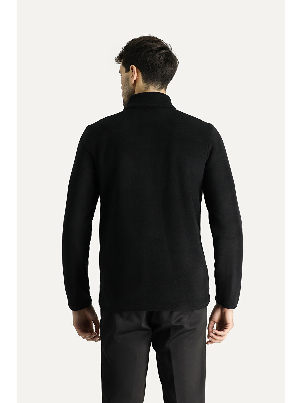 Siyah Fermuarlı Polar Sweatshirt-3
