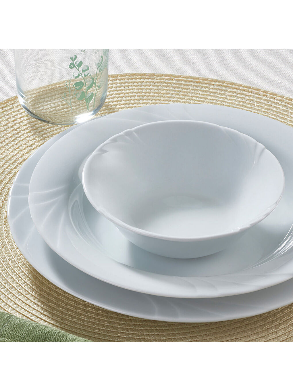 Ekru Soprano 18 Parça 6 Kişilik Rölyefli Yemek Takımı-1