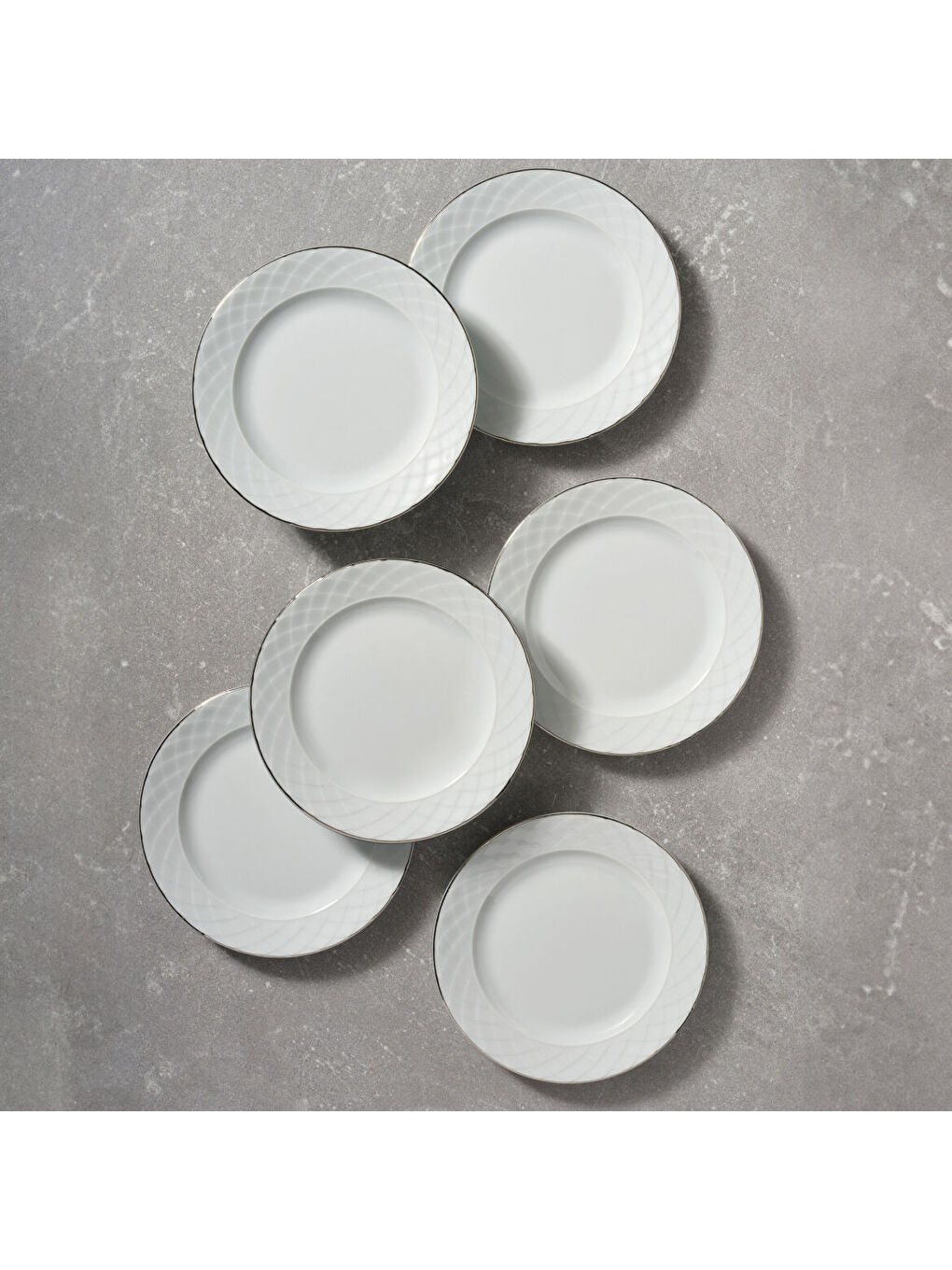 Ekru Alfa 6 Adet 17 Cm Tatlı Tabağı Platin File 220-1