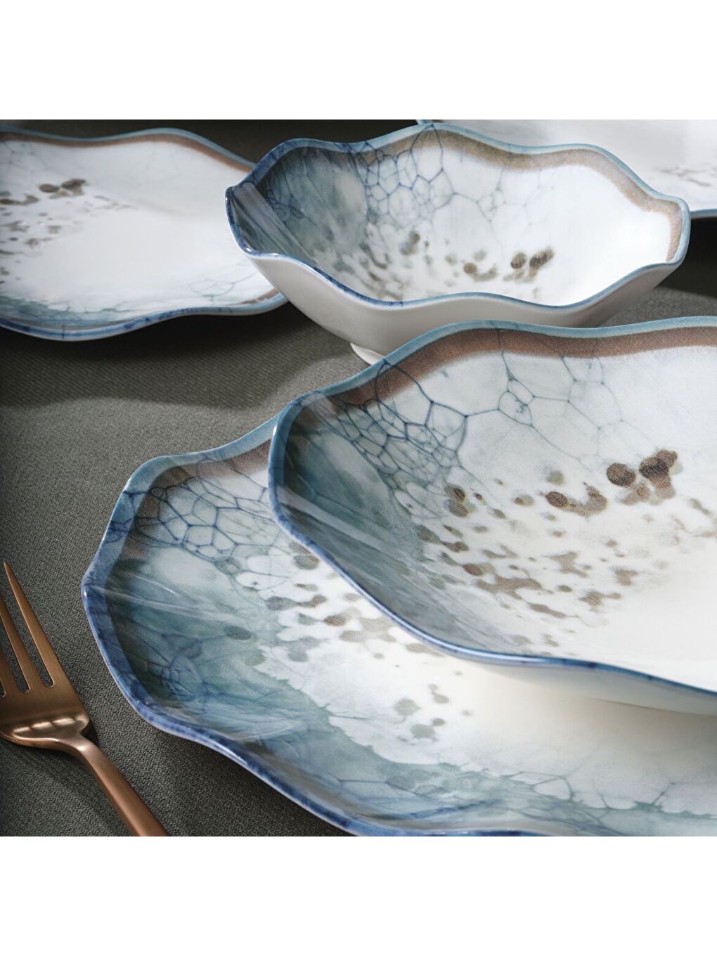 Ekru Nesrin 24 Parça 6 Kişilik Bone Yemek Takımı - 1341-2