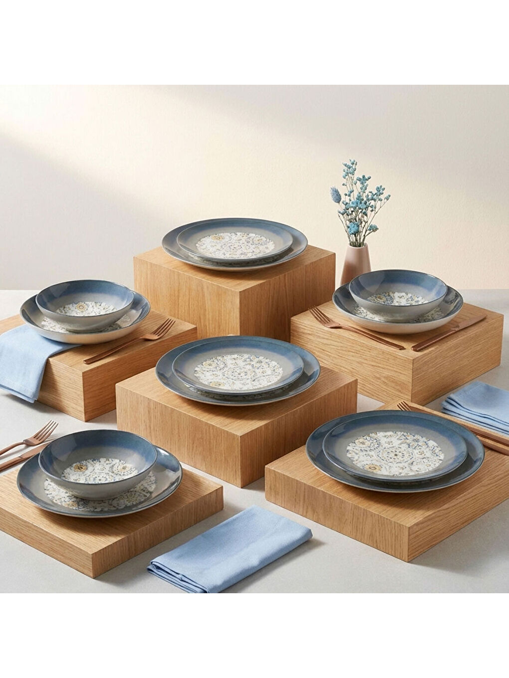 Ekru Camelia 24 Parça 6 Kişilik Yemek Takımı 3200-1